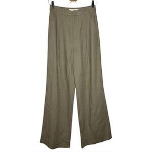 Gestuz Olive Green Khaki Wide Leg Trouser Pants - 34 / XS